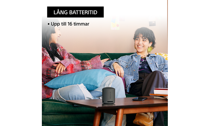 XB100 varar längre med upp till 16 timmars batteri och har bekväm batteristatusindikator