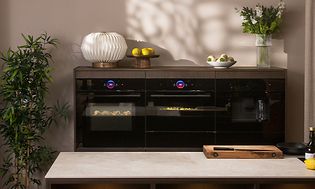 Bosch accent-line Carbon Black ovens built in a kitchen