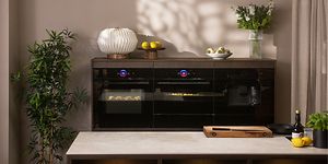 Bosch accent-line Carbon Black ovens built in a kitchen