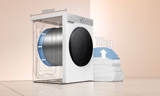 Samsung tvättmaskin med SpaceMax-teknik som ger en kapacitet på 11 kg