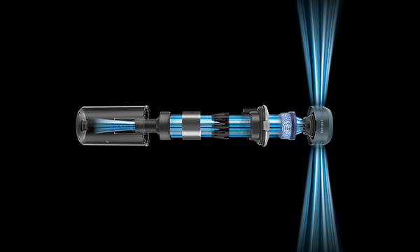 Samsung Jet vacuum cleaner detached and showing the HEPA-filter system with five layers