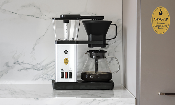 Blooming coffee maker och ECBE-certifierad logotyp