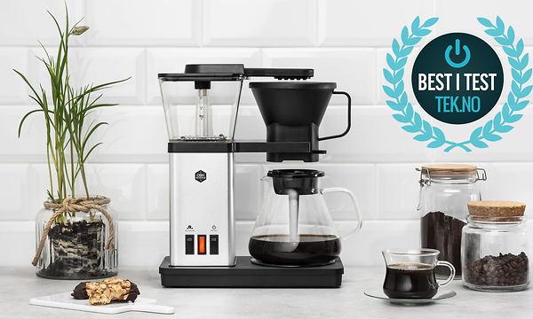 OBH Nordica Blooming kaffebryggare och bäst i test logga från Tek.no