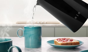 The F&B digital kettle has a double-wall construction with a cool-to-touch surface