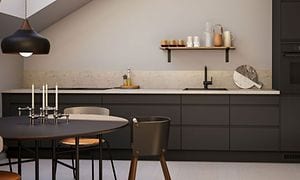 EPOQ - Perfect kitchen - kitchen I solution - Epoq Integra black - Minimalistic - Terrazzo laminate backsplash