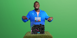 Printing with Epson - Usain Bolt holding refill ink bottles