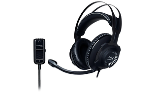 Ett svart headset med mikrofon av märket HyperX Cloud Revolver.