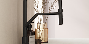 VC - Epoq - Franke - Black kitchen tap with valve in a modern kitchen