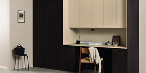 Epoq - Home office with Epoq - Kitchen in beige and dark oak