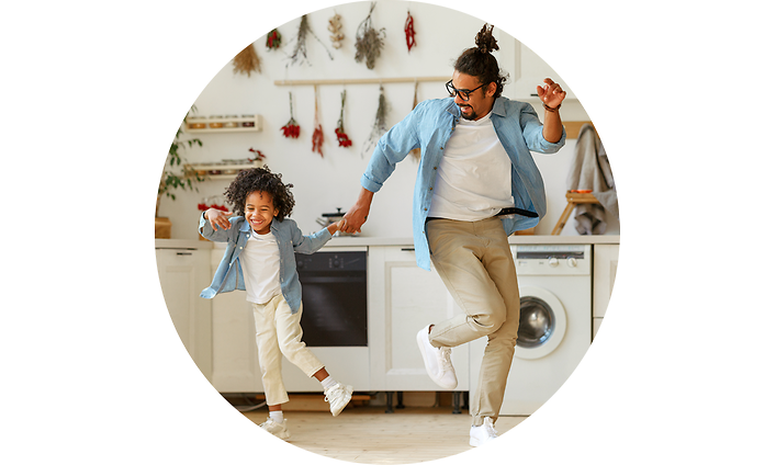 Dancing kid and father