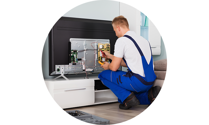Man repairing TV