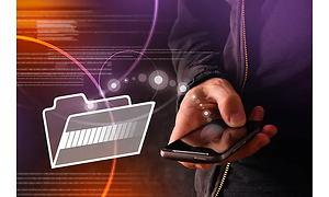 Illustration: En mobiltelefon med en mappikon