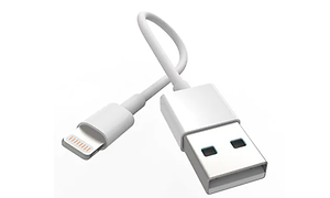 Iphone-laddare med en anslutning av modellen Lightning, Apples egna variant som kommer på alla nyare modeller.